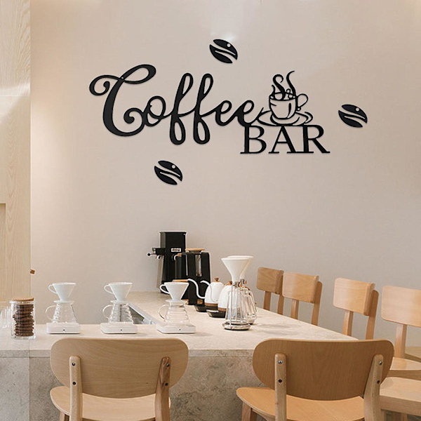 Kaffebarsskylt i metall Rustik kaffebar i smidesjärn Hängande väggdekor Lätt att installera Utsökt Wo