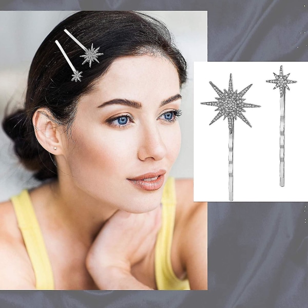 6 delar Stars And Moon Hair Clips Vintage Rhinestone Star Hair Pin