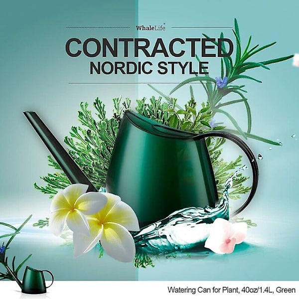 Vattenkanna Grön Inomhus Vattenkanna För Hem Bonsai Växter Trädgårdsblommor Lång Pip 1,4l 1/3 Gallon Liten Genomskinlig Modern