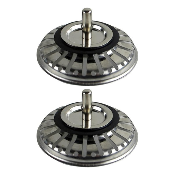 2x Diameter 78mm Rostfritt Stål Diskbänkssil Propp Avfall Plugg Diskbänksfilter