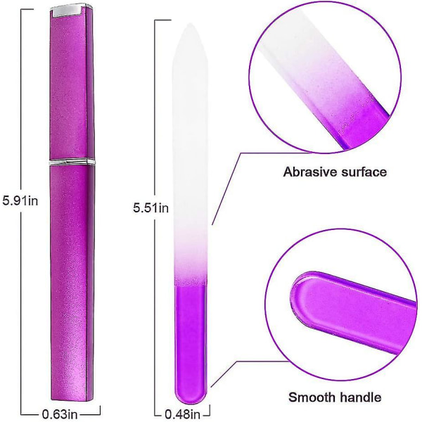 4 stk sæt glas neglefiler Professionel gradient farve krystal neglefiler med etuier Dobbeltsidet neglefil Fingernegl/tånegl Plejeværktøj til hjemmet