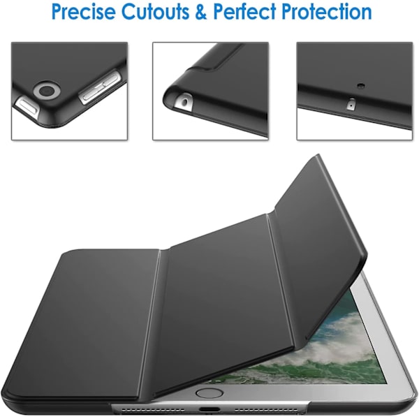Heytea Fodral för iPad (9,7-tum, 2018/2017 Modell, 6:e/5:e Generationen), Smart Cover Auto Wake/Sleep, Svart