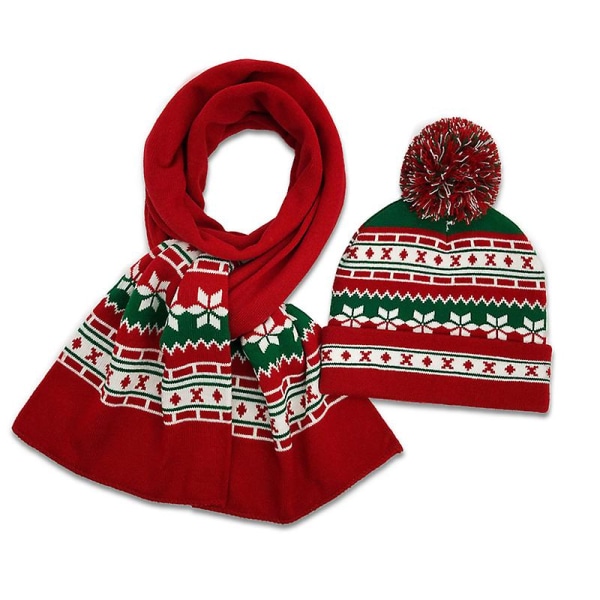 Julmössa, julscarf, 1 set julstickad mössa och set, julklappar