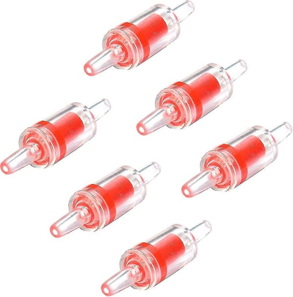 6 stycken stoppventil transparent röd * 6