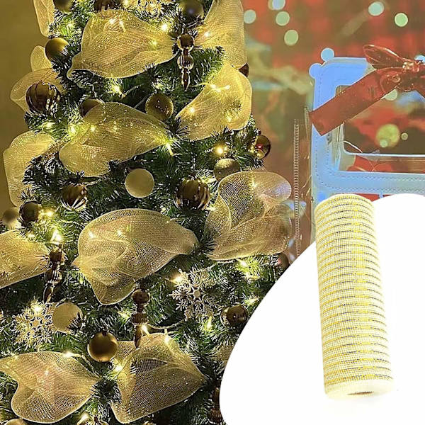Juleferie Dekorationer På Udsalg Og Udsalg Jule Mesh Bånd Dekoration Metal Mesh Metal Folie Hvide Guld Mesh Rulle Til Diy Jul Pr