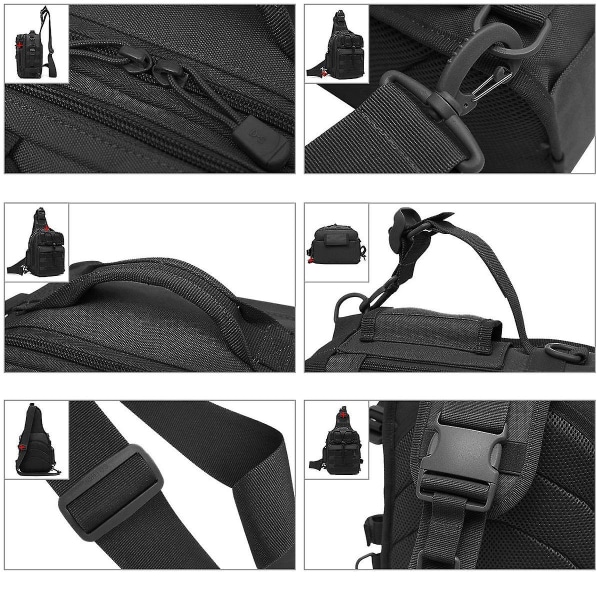 Taktisk ryggsekk Slyngebrystpakke Mini ryggsekk Assault Bag For camping Fotturer Vandring (svart)