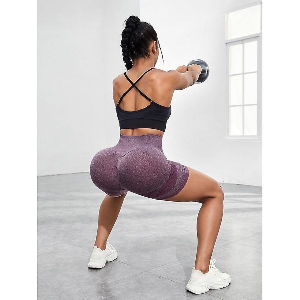 Træningsshorts til kvinder Gymnastikshorts Scrunch Butt Ruched Butt Lifting Mave Control Butt Lift Højtalje Yoga Fitness Gym Workout Stretchy Spandex Sport Light Purple M