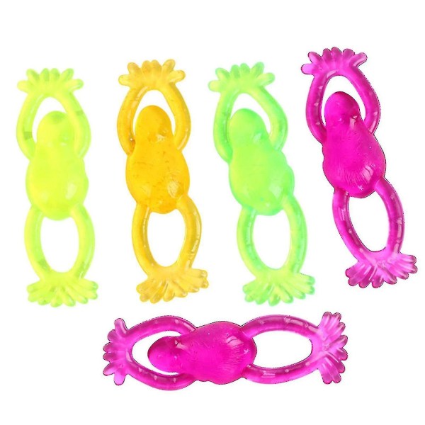 5 stk. Stretchy Sticky Toys Myke Tpr Stretchable Fargerike Frosk Veggklatring Lekestress Avløp Fidget