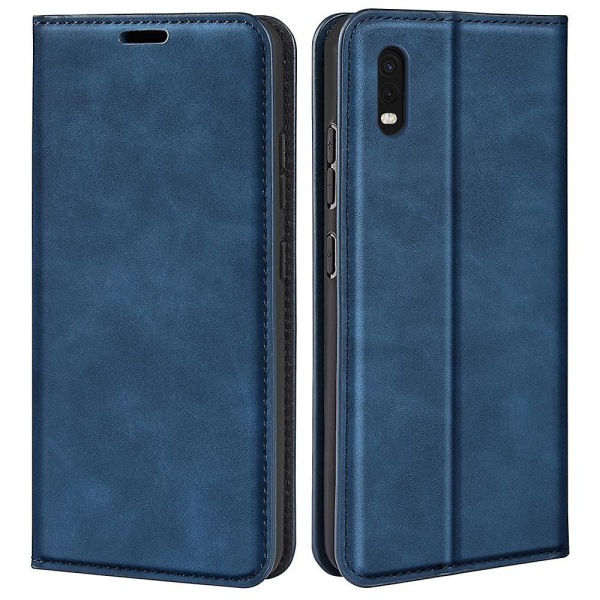 Samsung Galaxy Xcover Pro PU-nahkaiselle TPU- case jalustalle, magneettinen ihokosketus, käännettävä lompakkopuhelimen cover Blue