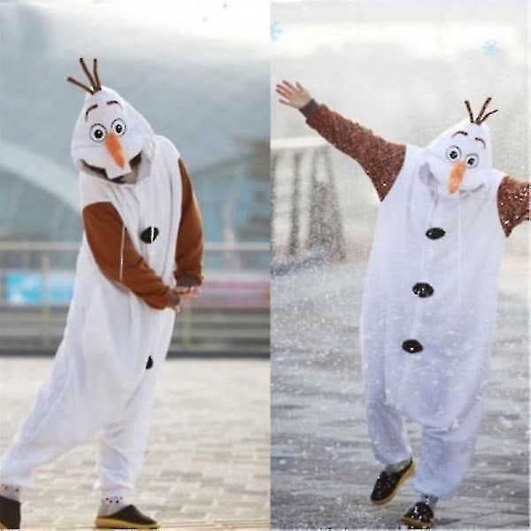 Olaf Frozen Adult Snowman Kostym Kigurumi Pyjamas Pyjamas Ozq Hög kvalitet S