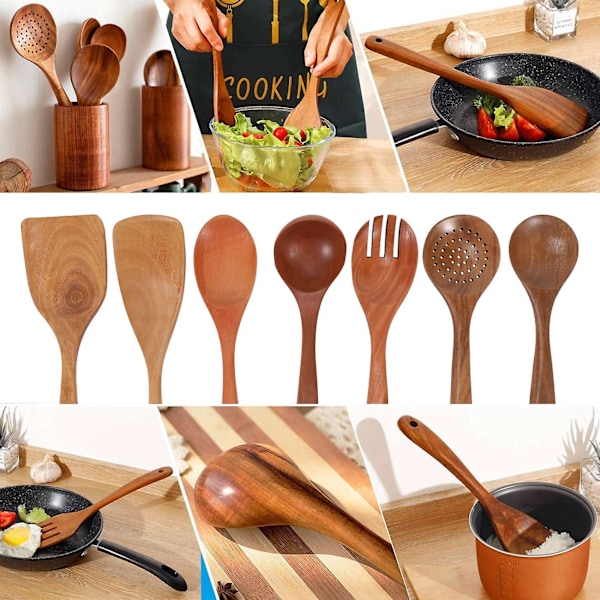 Trespanssett i tre, 7 deler Wood Color