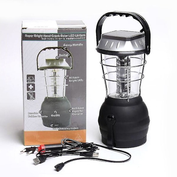 Solcellsdriven Campinglykta med Handvev, Nödlampa med 3 Ljusstyrkelägen, Uppladdningsbar Campinglampa
