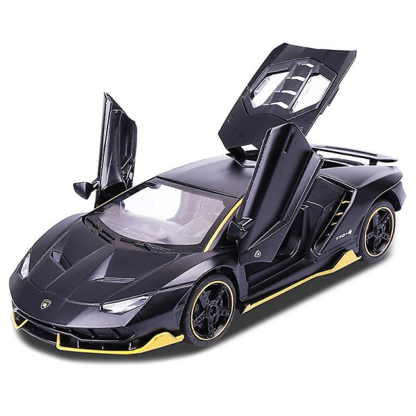 Lamborghini Lp770 Gini Sportbil Bilmodell Casting Bilmodell Leksak Barn Ljud och Ljus Dra tillbaka Bil Zinklegering Leksaker för barn Present (svart)
