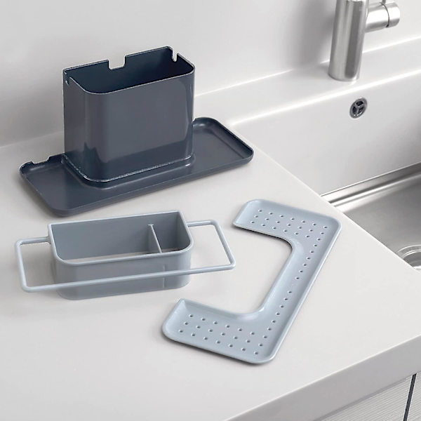 Organizer For The Sink, Large - Dark Grey, Vit/grön