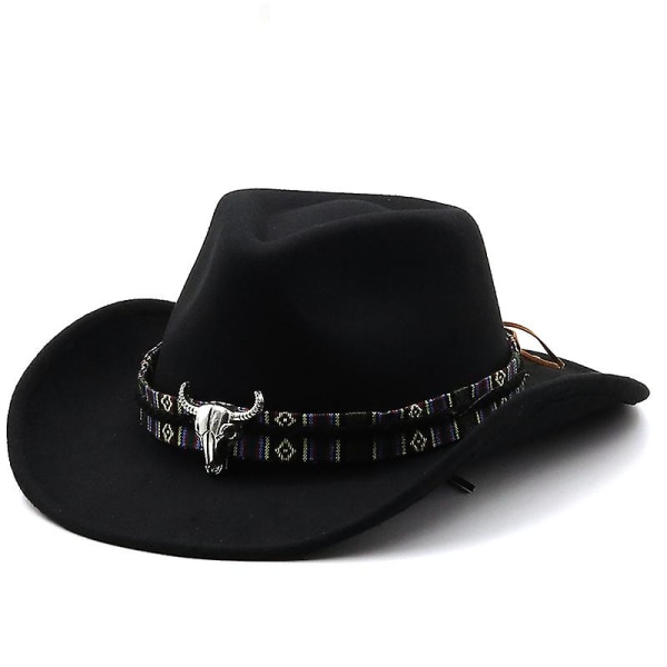 Ny vinter retro dam för män Western cowboyhatt i ull mode med bred brättad cap jazz bowlerkeps Sombrero cap