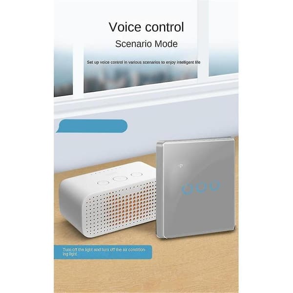 Tuya Wifi Smart Switch Touch Ljusbrytare Enkel Noll Eld Linje Universal 2-vägs Grå