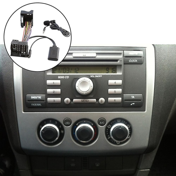 Bil Bluetooth 5.0 Aux Kabel Mikrofon Handsfree Mobiltelefon Gratis samtalsadapter för 6000 CD Ford
