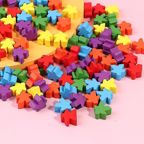 100 trä Meeples 16mm Extra Brädspelsbitar Pjäser Schackpjäser Bulk Ersättning