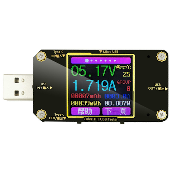 USB Strømmåler Tester LCD Display Strøm Multimeter Voltmeter Amperemeter Detektor