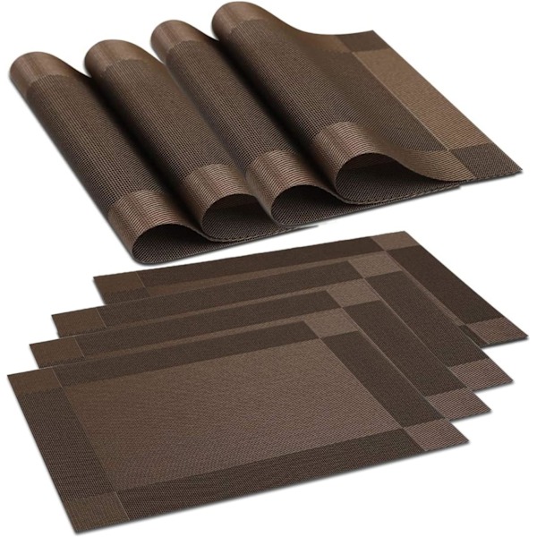Alusmattosetti 8 kpl PVC-pöytäalustat pestävät lämmönkestävät liukumattomat lämmöneristys keittiölle ja ruokailutilaan 45CM x 30CM harmaa gray