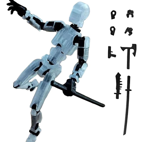 Joint Man Multi-ledad Rörlig Robotmodell Actionfigur Flexibel Led Konstfigur för Heminredning Clear