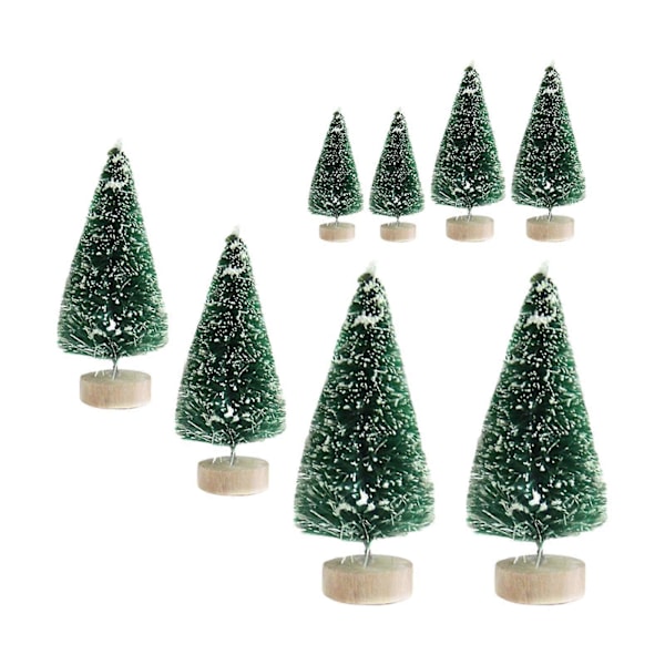 8 stk. Miniatyr Furu Trær for Skrivebord, Mini Kunstig Juletre for Julefest Dark Green