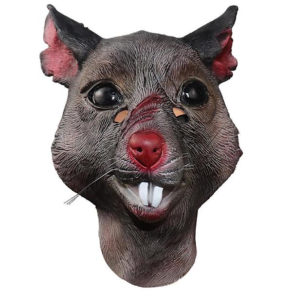 Vuxen Ny Mutant Råtta Huvud Djurdräkt Ansikte Splinter Halloween Mus Mask Brun