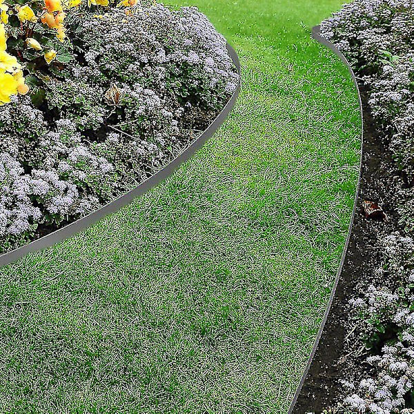 Flexibel Trädgårdskant 10 M Antracitgrå Höjd 5 Cm + 30 Pinnar-kryc