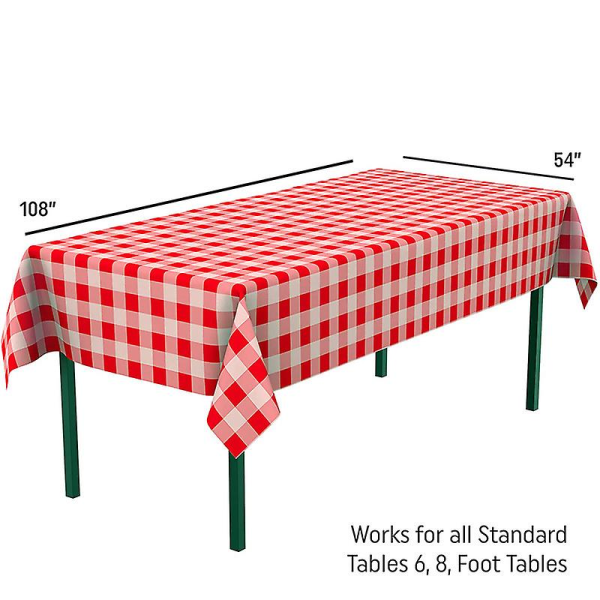 Ternet Buffalo Plaid Gingham stof rektangel dug til sommerpicnics og patriotiske fester (54" x 108") Red