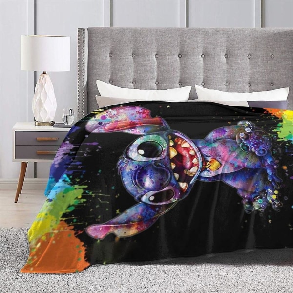 Lilo & Stitch tegneserietryktæppe Blødt, varmt fleece-flanelltæpper Sovesofa Bilkast Fødselsdagssøm Viftegaver B 150x200cm