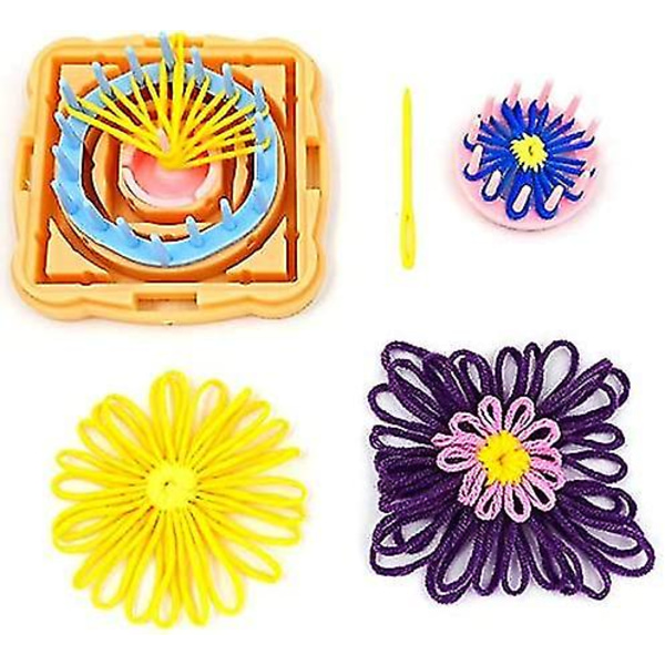2023-vävningskit, Blomster-vävningskit, Stickgarn, Rund/fyrkantig vävningskit - Gåva