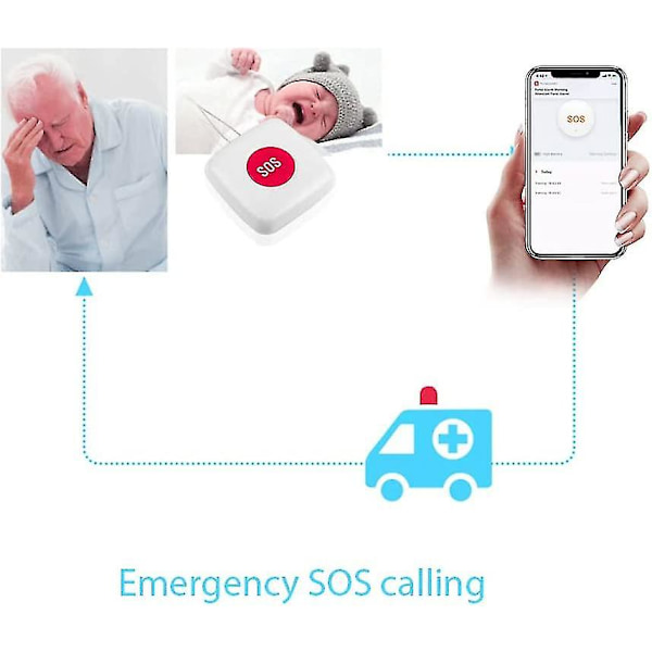 Trådløs Fjernkontroll Ringeknapp Sos/panikk-knapp Ambulansepersonsøker For Seng/stol/gulvmatte Fallalarm Pasient Eldre