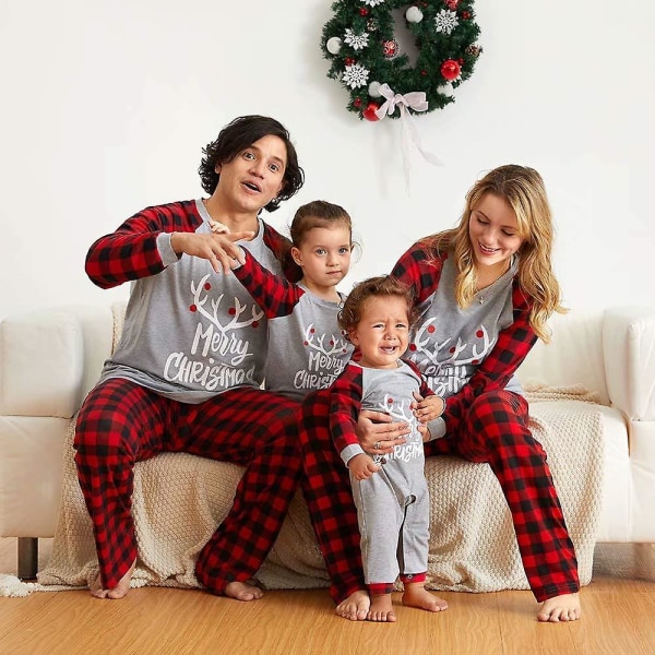 Jul Familj Matchande Pyjamas Jul Sovkläder Set Toppar + Byxor För Vuxna Barn Bebis