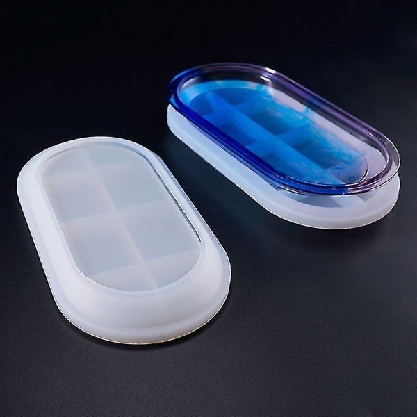 Krystal Epoxy Form DIY Håndlavet Elliptisk Flad Bundplade Highlight Spejl Silikoneform