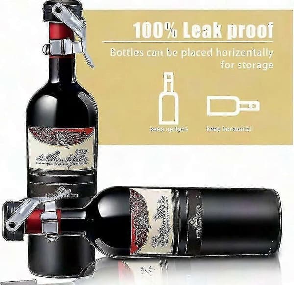 2 stk. Champagneflaskeprop i rustfrit stål til Cava Prosecco Mousserende Vinflaskeforsegling TY Silver black 2pcs