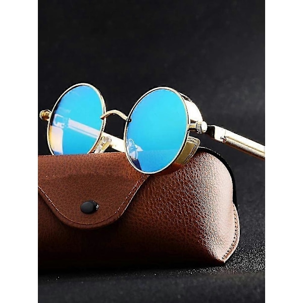 Metalliset Steampunk-aurinkolasit Miehet Naiset Muoti Pyöreät Lasit Merkki Suunnittelija Vintage Aurinkolasit Korkealaatuiset Oculos De Sol 2023 Tea 1 pcs