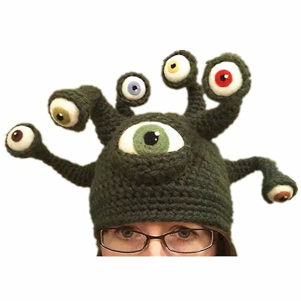 Vinter strikket hue Octopus Tentakler Beanie Hat Sjov varm hue til unisex voksen Green