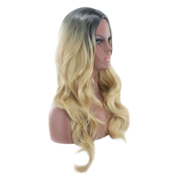 Paryk Sort, grå, blond inkl. paryknet & hårkam