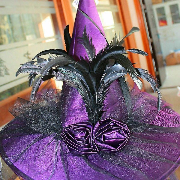 Heksehatter Caps Voksenkostymetilbehør Halloween Fancy Halloween Cosplay-dekor Purple