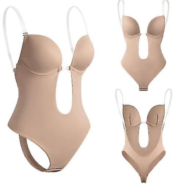 Kvinnors rygglösa Shapewear Djup V-hals Body Shaper för klänning med låg rygg skin color S