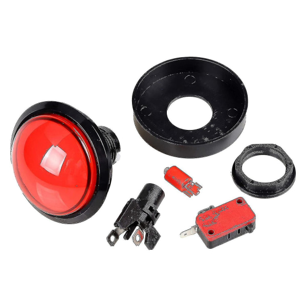 5x Arkadeknapper 60mm Dome 2.36 Tommer LED Trykknapp Med Mikrobryter For Arkademaskin Videospill