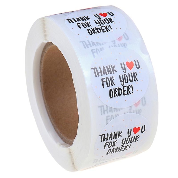 500 st Runda Tack för din beställning Sticker Heart Tack för att du handlar
