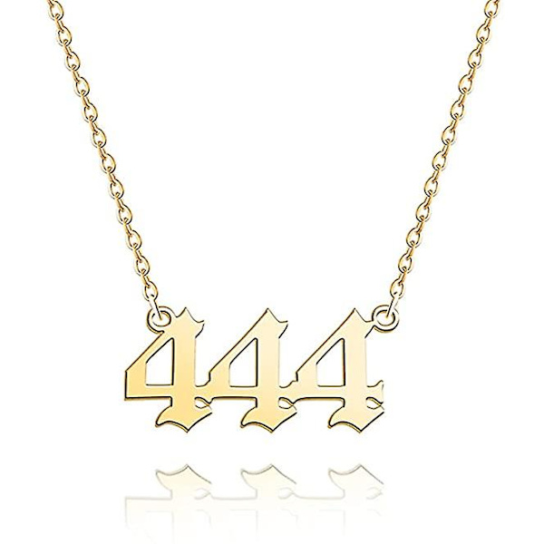 Englenummer-halskjede Sølv/gull Rustfritt stål Numerologi Smykker 444 Gold