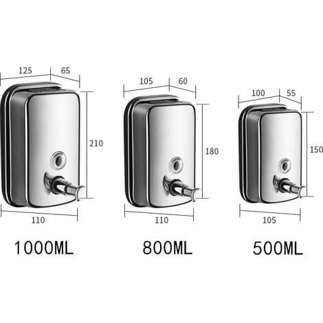800 ml vægmonteret flydende sæbedispenser til badeværelse og køkken, poleret rustfrit stål