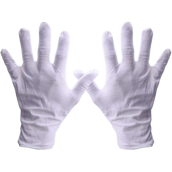 Vita handskar 12 par mjuka bomullshandskar Numismatiska silveranalyshandskar