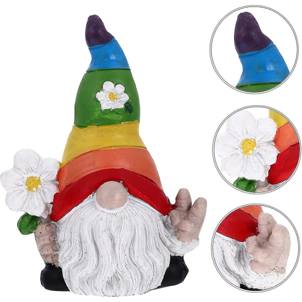 Rainbow Gnome Resin Fræk havenisse Haveindretning Lgbtq Gavestatue Figur Gnome(flerfarvet)(1stk)
