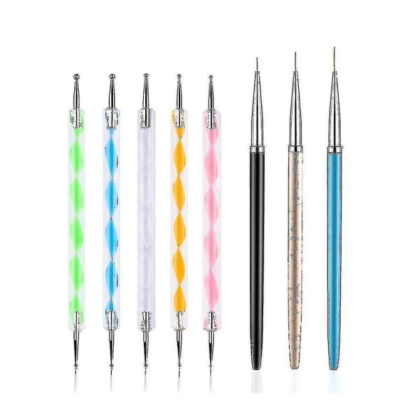 2023-metallinen Stem Line Pen 5 Pivot -harja, 3 kynsiharjaa, kynsien suunnittelutyökalut