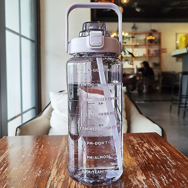 2l bærbare vandflasker med stor kapacitet Fitness-vandkande med tidsmarkør Purple