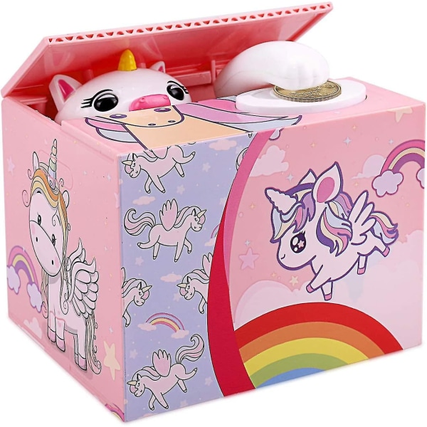 Unicorn Sparbössa För Barn Flickor, Automatisk Spargris Barn Pengar Spara Box Penninglåda För Mynt