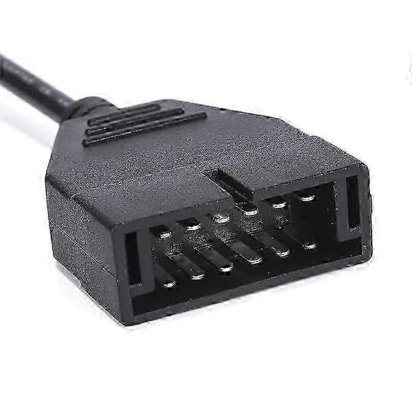 Bildiagnoseværktøj OBD2-stikadapter til 12-benet til OBD2 16-benet kabel Auto Scanner Adapter Black